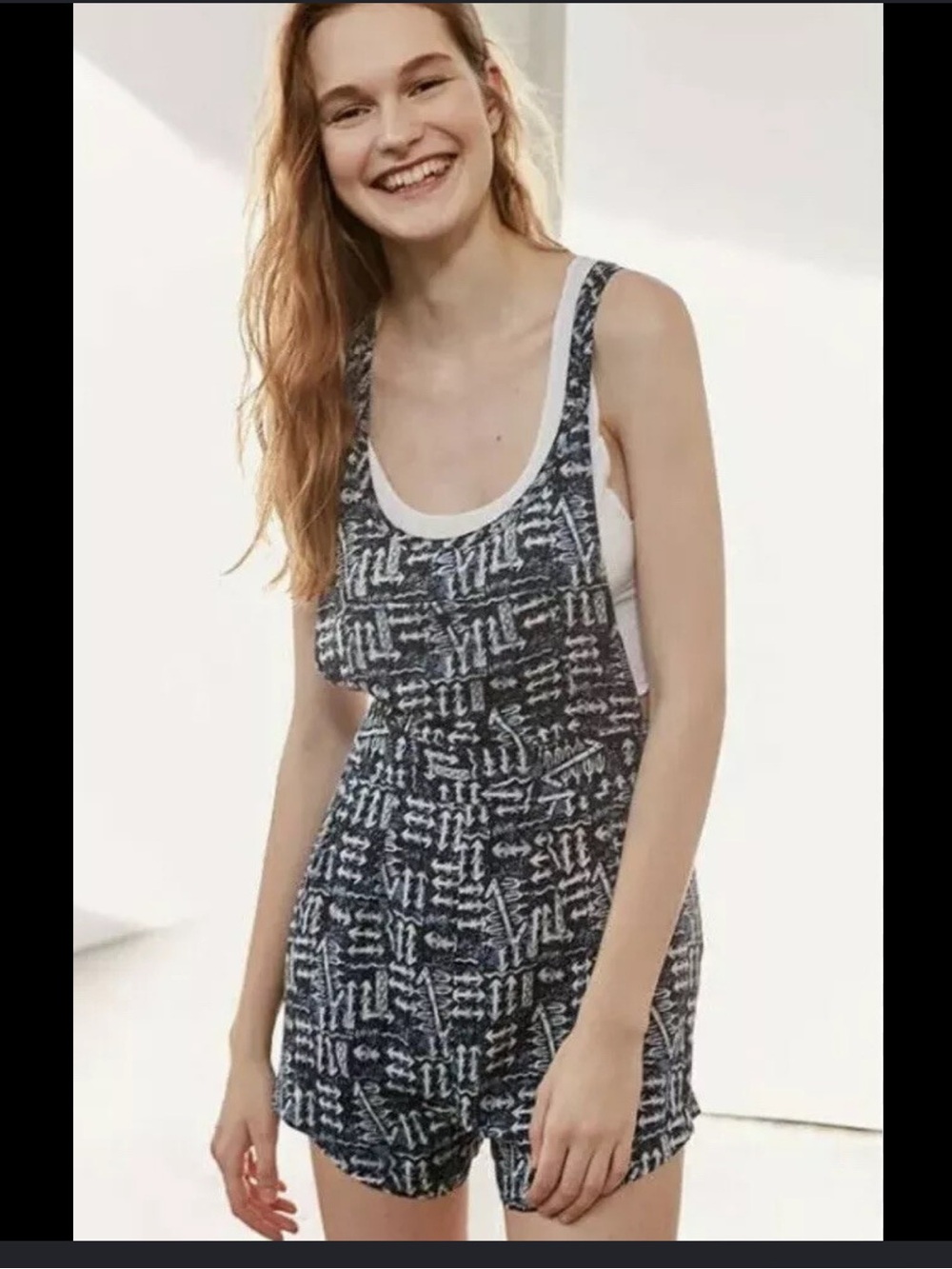 Urban Outfitters Black and White Patterned Romper